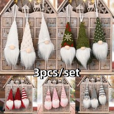 3Pcs Christmas Gnome Plush Santa Doll Knitted Tree Hanging Ornaments Decoration