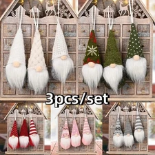 3Pcs Christmas Gnome Plush Santa Doll Knitted Tree Hanging Ornaments Decoration