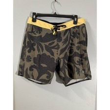 Roark The Passage boardshorts green black yellow floral 6" inseam men's