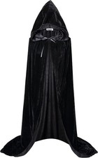 Deluxe Velvet Hooded Cloak Cape 59" Adult Vampire Witch Halloween Medieval Robe