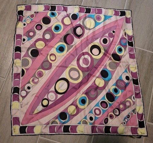 EMILIO PUCCI Silk Scarf Purple Multicolor 16x16 Inch