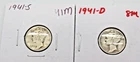 1941 D, 1941 S Mercury Dimes