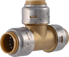 Sharkbite Max 1/2" Brass Tee Fitting for PEX, Copper, CPVC, HDPE, UR362A
