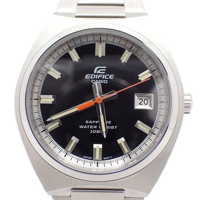 Condition CASIO Edifice Quartz Men s Wristwatch Black Dial  SS Band EFB 109DJ 1