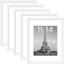 upsimples 11x14 Picture Frame Set of 5,Display Pictures 8x10 with Mat, White