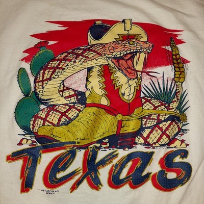 Vintage 90s ? Texas T-Shirt Adult Size XL anvil tag Boot Snake Cactus Graphic