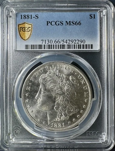 1881-S $1 Morgan Silver Dollar, PCGS MS GEM 66 #92290