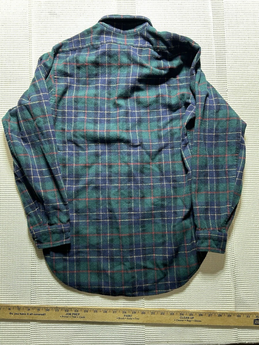 Vtg Pendleton Green Blk Plaid Board Shirt Wool Ogilvie Hunting Tartan S Lg USA S View 2