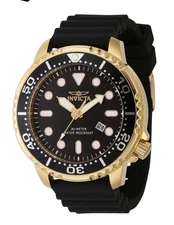 Invicta Pro Diver 47226 Men's Quartz Watch 48mm Gold Case Black Dial 30m
