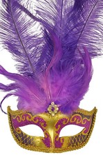 Brand New Mardi Gras Masquerade Colombina Festa Venetian Mask Purple 