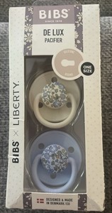 BIBS 2-Pack De Lux Soft Natual Rubber Latex Pacifer - One Size (Cream & Blue)