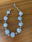 vintage unsigned miriam haskell Blue Pour Glass Gold Tone Necklace
