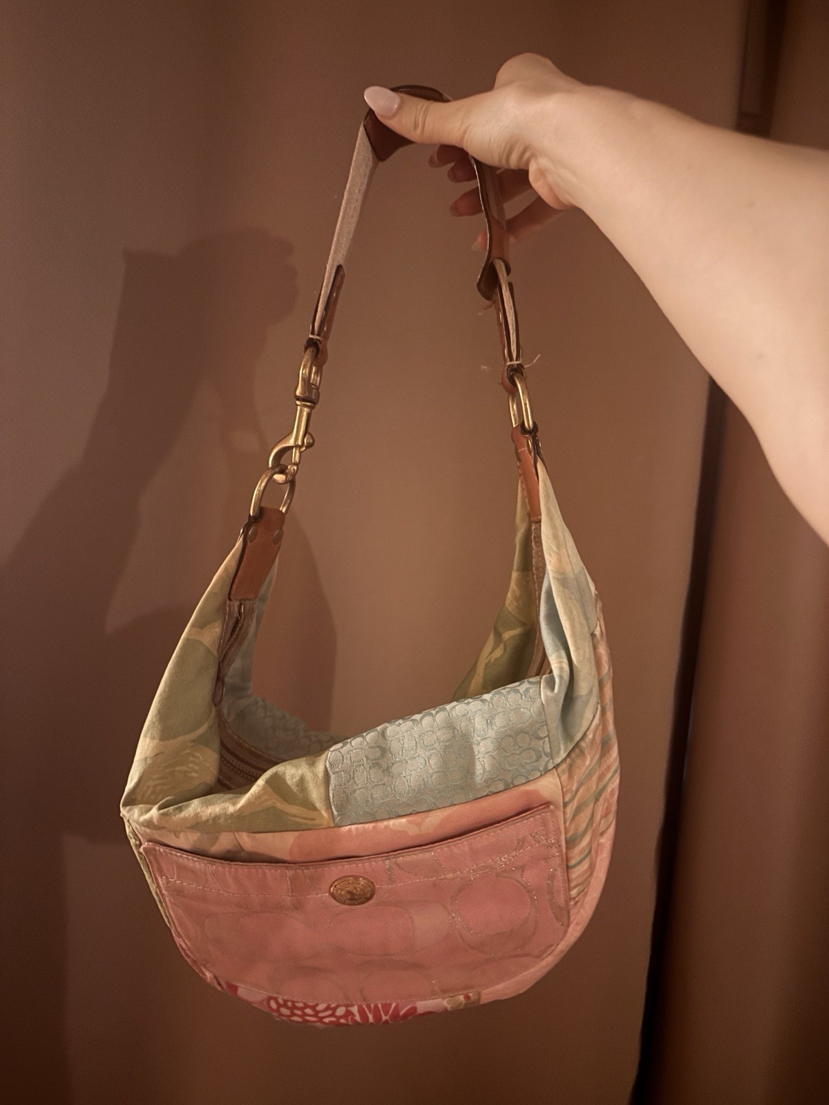 Coach Patchwork Multicolor Crescent Shoulder Bag … - image 1