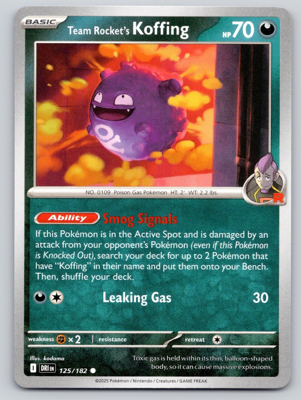 NM Team Rocket's Koffing 125/182 Common Destined Rivals Pokemon 2025
