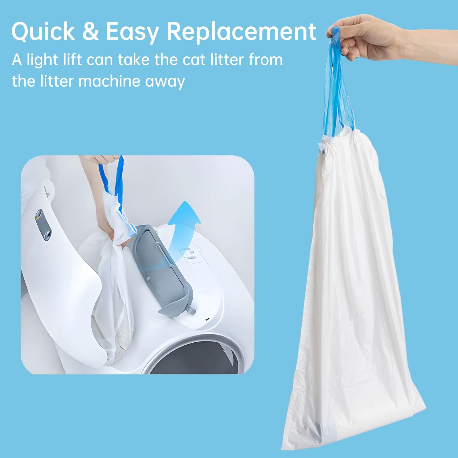 Bolsas autolimpiables para arena de gatos compatibles con PetCove (60 unidades)