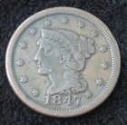 1847-P Large Cent — photo from another recent sale
