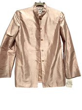 New Silk Evening Jacket blazer Jones Wear Vtg Sz 8 Blush Pink Mandrian Collar