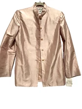 New Silk Evening Jacket blazer Jones Wear Vtg Sz 8 Blush Pink Mandrian Collar