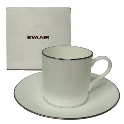 NIB Eva Air Taiwan First Class Noritake Demitasse Coffee Cup & Saucer Platinum