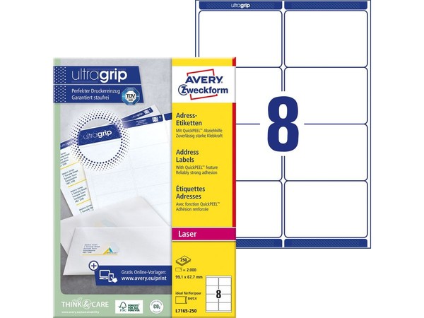 2-12X Avery Zweckform Versand-Etiketten, 99,1 X 67,7 Mm, Hochweiß Mengenrabatt-image