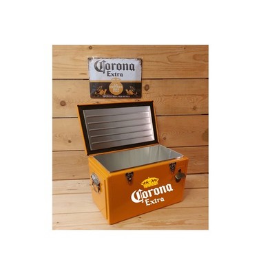 Corona Extra Flaschenöffner Kühlbox Orange 25 Liter Getränke Kiste 49x27x30cm