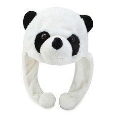 Cartoon Plush Panda Beanie Hat Pompom Long Strap Warm Earflap Cap Stuffed Toys