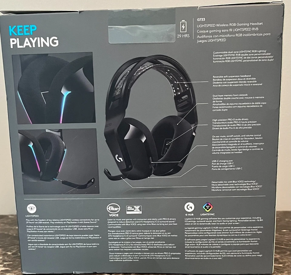 Nuevos auriculares inalámbricos para juegos G733 negro logitech velocidad de la luz Foto 4 de 4