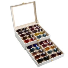 Organizador de gafas de sol de cuero sint tico, joyero, varios pares grandes