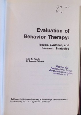 Evaluation of Behaviour Therapy: Issues, Evidence and Research Strategies Kazdin