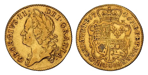 GREAT BRITAIN. George II. 1746 AV Guinea. NGC VF35. S-3678A; Friedberg 341.