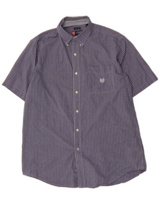 CHAPS Herren Easy Care Kurzarmshirt XL Blau karierte Baumwolle AR14