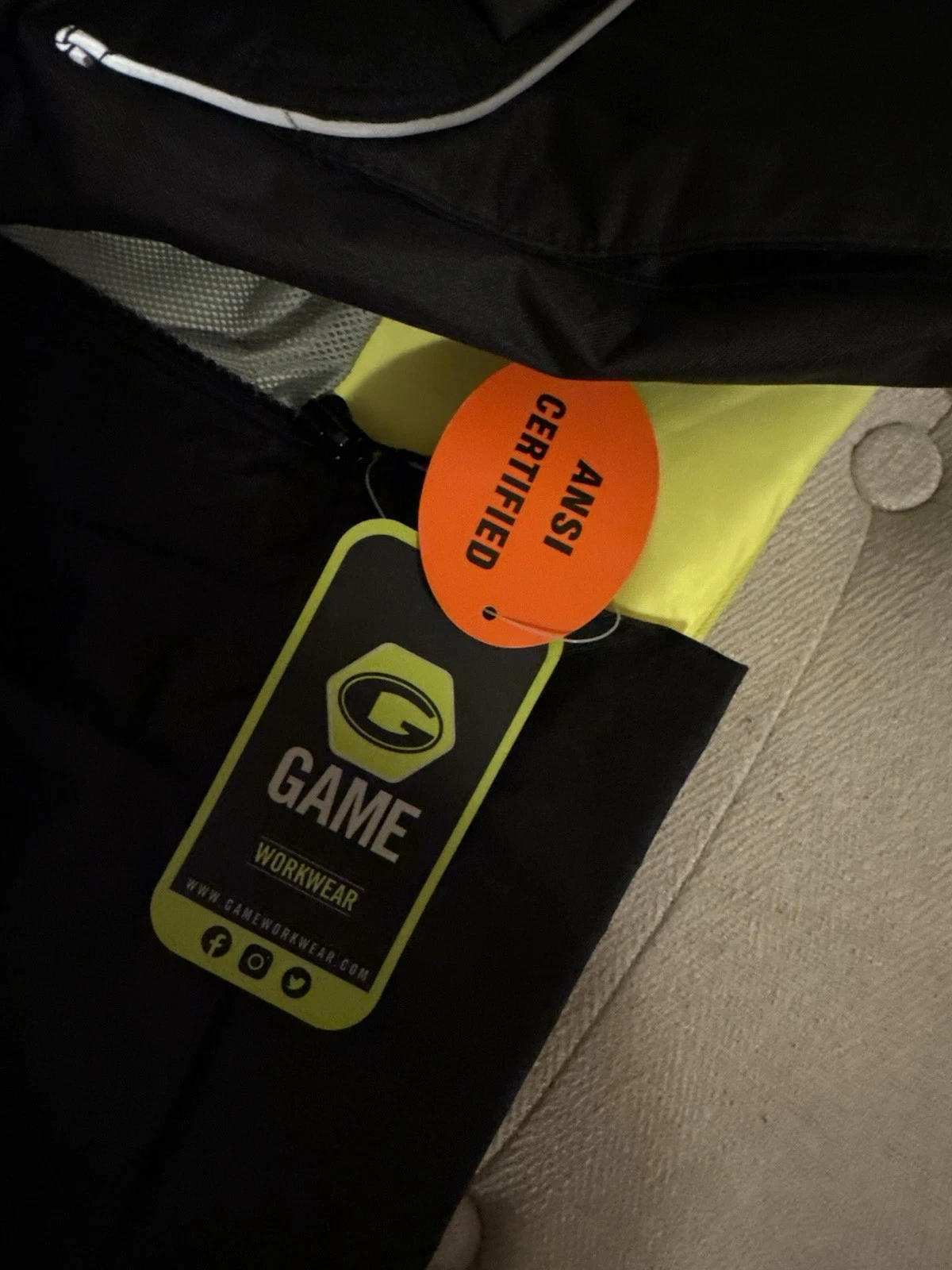 Game Workwear ANSI Certified Hi-Vis Reflective Insulated Jacket Yellow/Black L image 3
