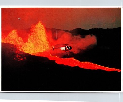 Kilauea Volcano Eruption Helicopter Postcard Hawaii Big Island 96 Stamp Red Lava