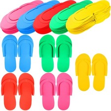 60 Pairs Disposable Pedicure Slippers Foam Spa Pedi Flip Flops Bulk Foldable ...