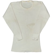 Vtg 50s Mens Sears White Stained Waffle Knit Thermal Long Sleeve Shirt Medium