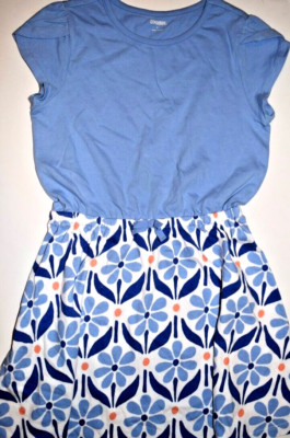 EUC GYMBOREE GIRLS MIX N MATCH PERIWINKLE BLUE ORANGE FLORAL DRESS SIZE L LARGE