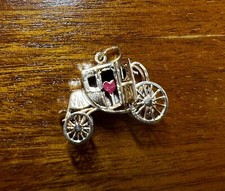 Charm Anhänger, Kutsche mit Herz, 585 Gelbgold, Bettelarmband, Kettenanhänger