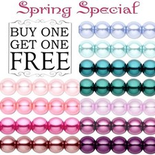 ROUND GLASS PEARL BEADS SELECT COLORS and SIZES BUY ONE GET ONE FREE