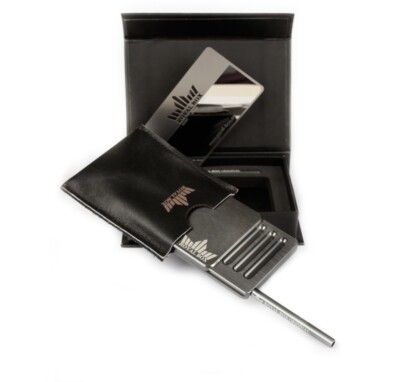 Authentic Royal Box Classic Titanium 8 Slot Tobacco Snuff Box w/ 3” Metal  Straw