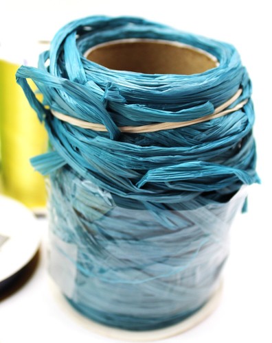Lot of Curly Ribbon White Green Yellow Raffia Paper New Navy Blue Cloth Ribbon - Picture 8 of 9
