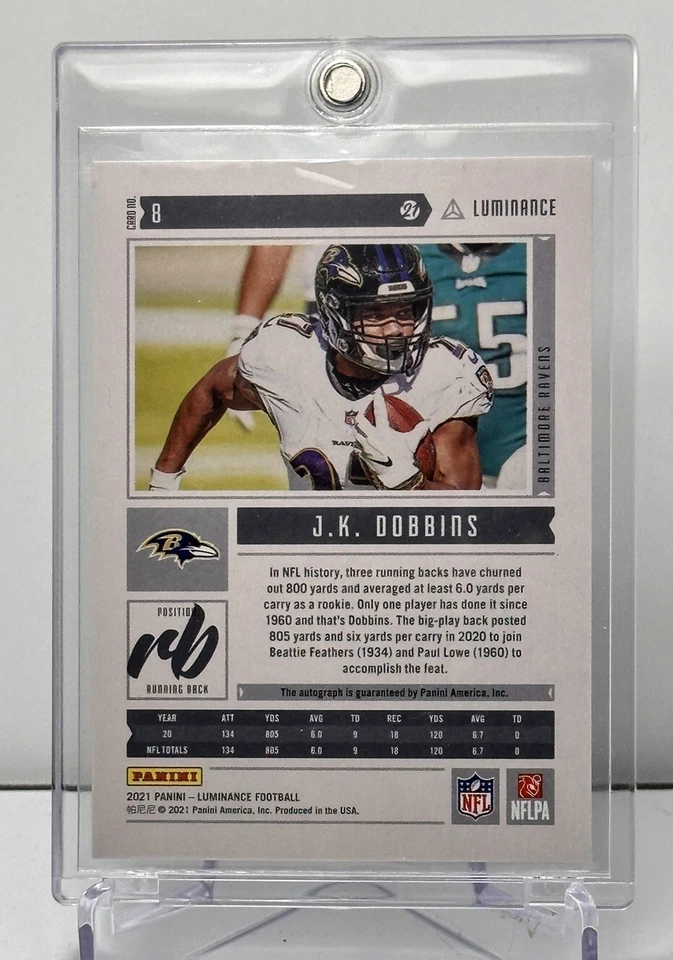 2021 Panini Luminance J.K. Dobbins Black 6/20 Sticker Auto Ravens Chargers 🔥🔥 - Image 2 of 4