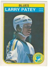 1982-83 O-PEE-CHEE # 308 LARRY PATEY BLUES HOCKEY OPC - NICE AND NO CREASES !!!