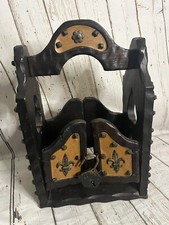 Vintage Wood Liquor Bottle Caddy Japan With Lock Gothic