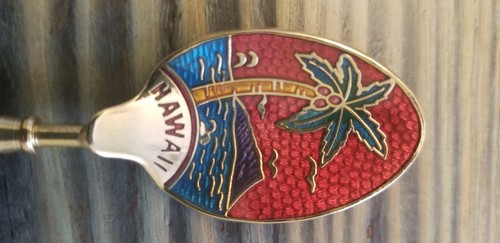 Cloisonné Gold Plated Souvenir Spoon Hawaii vintage, collectable, palm tree - Picture 8 of 8
