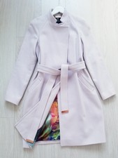 Ted Baker Appia Wool Wrap Belted Midi Coat Size 2 Uk 10 Pale Pink Light Rose