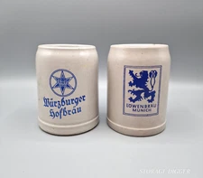 VTG Lot of 2 Lowenbrau & Wurzburger Hofbrau Beer Mugs 0.5 L Stoneware Germany