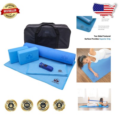 All-in-One Yoga Starter Kit: 6mm Mat, Blocks, and Towels - Ideal for Beginners