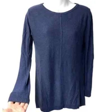 Joan Vaas High Low Cashmere Blend Sweater Size Small Blue