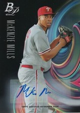 McKENZIE MILLS SIGNED AUTOGRAPH 2018 BOWMANS PLATINUM CARD AUTO TOP-23 Marlins