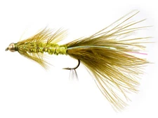 Weighted BH Wolly Bugger Olive Streamer Flies w/Flash - 1 Doz - Mustad Sig Hooks